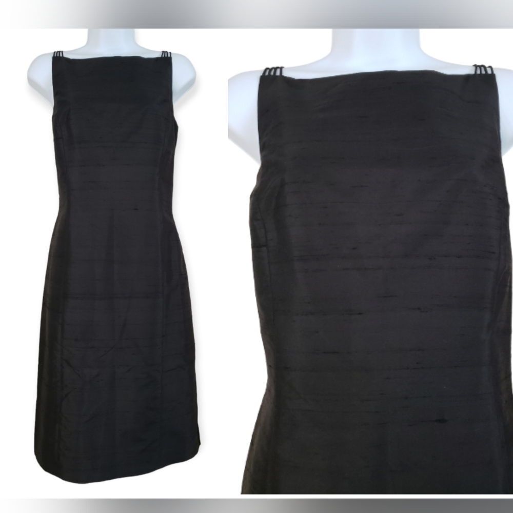 NWT Jeremy Spencer black silk shift sheath dress Womens 10 - Picture 1 of 5